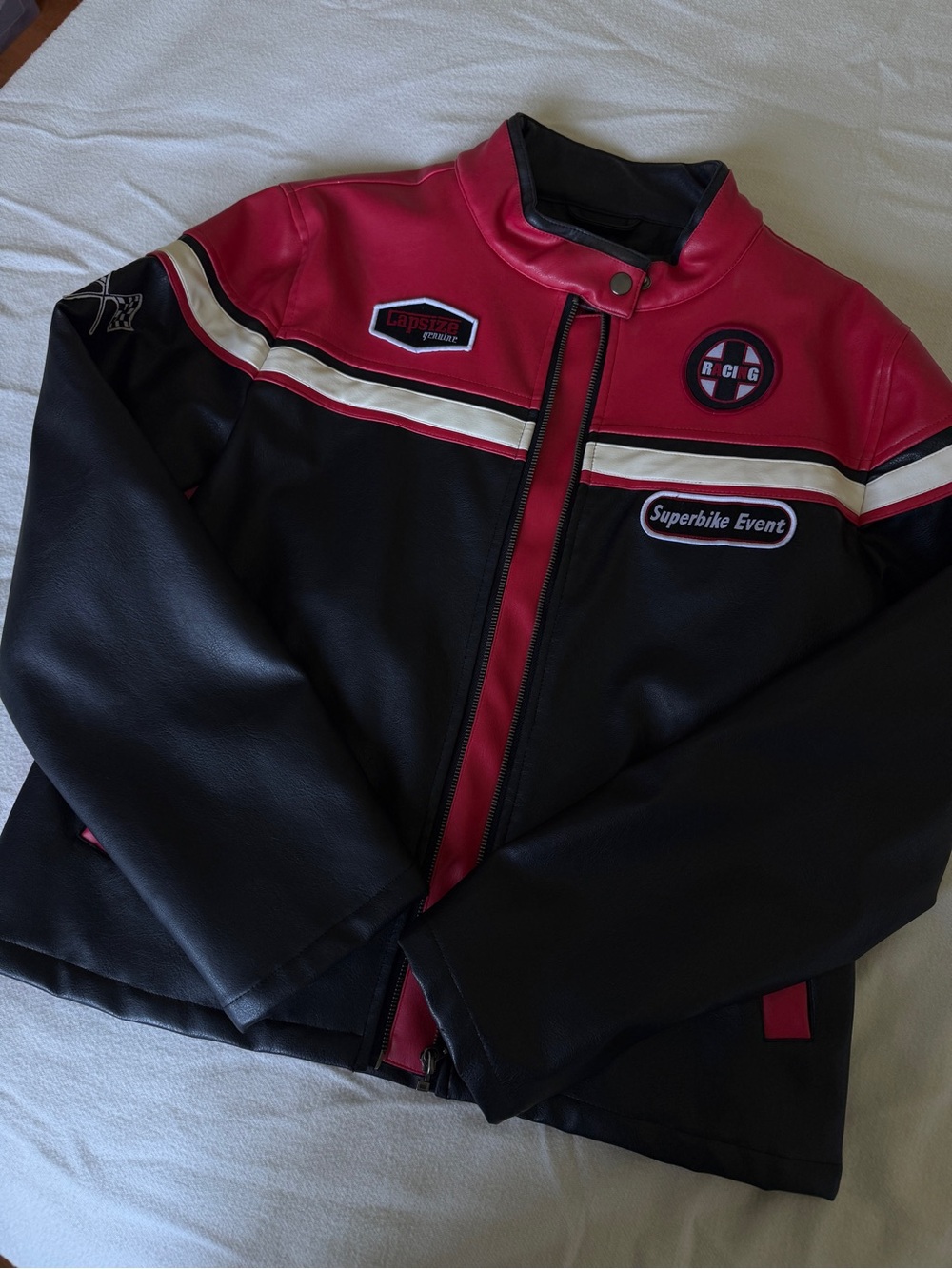 Motorbike Women’s Leather Jacket - Black & Red